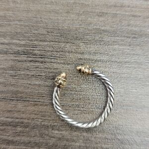 David Yurman Sz 6 Silver 14k Gold Renaissance Ring With Diamonds 2.3mm Wide